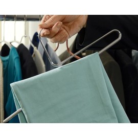 Mawa by Reston Lloyd Reverse Hook Trouser Series Non-Slip Space-Saving Clothes Hanger with Single Rod for Pants, Style KH/35U, 1-Each, White