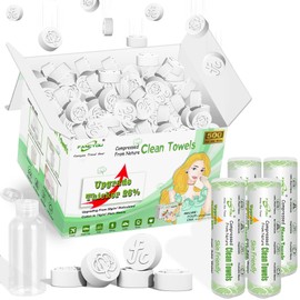 Fancyou Compressed Disposable Face Towel Kit, Thicken Facial Cleansing Cloths Towelettes,Compact Portable Wash Cotton Wipes Tablets Coin Tissues for Beauty Salon Personal Care Travel(500 PCS Green)