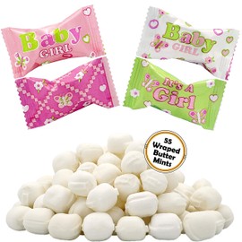 It's A Girl Buttermints, Mint Candies, After Dinner Mints, Butter Mint Candy, Fat-Free, Individually Wrapped (55 Pieces)
