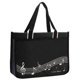 Headsitg Musical Notes Tote Bag,Music Handbag, Waterproof Nylon Cloth Women's Reusable Shopping Bags,Travel bag with high Note zipper,Music Program Tote Bag