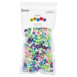 Essentials By Leisure Arts Pony Bead 6Mm X 9Mm Pastel Pearl Mix Opaque Plastic Pony Beads Bulk 750 Pieces for Arts, Crafts, Bracelet, Necklace, Jewelry Making, Earring, Hair Braiding