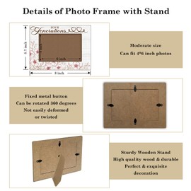 Qssfdgg Four Generations Picture Frame, Family Gifts for Mothers Day Birthday Women Men, 4x6 Wooden Family Photo Frame with Stand -11