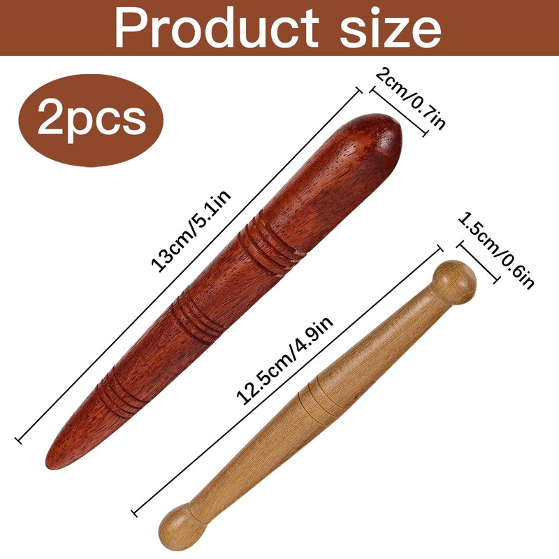 Cisixin Pack of 2 Wooden Massage Sticks, Trigger Point Massager