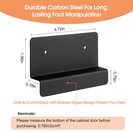 yeowdeo 2 Pack Under Cabinet Foot Pull with Adhesive and Screws Hands Free Foot Pull for Trash Cabinet Drawer, Touchless Opener for Kitchen, Cabinet (Black)