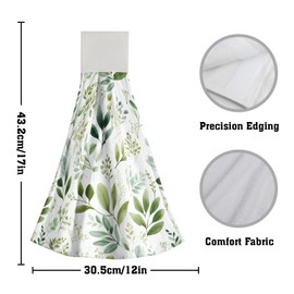 Giwawa Tropical Leaf Hanging Kitchen Towel - Leaves Hand Towels Sage Green Plant Bath Towel Sets Soft Botanical Fingertip Tie Towels for Farmhouse Bathroom Decor