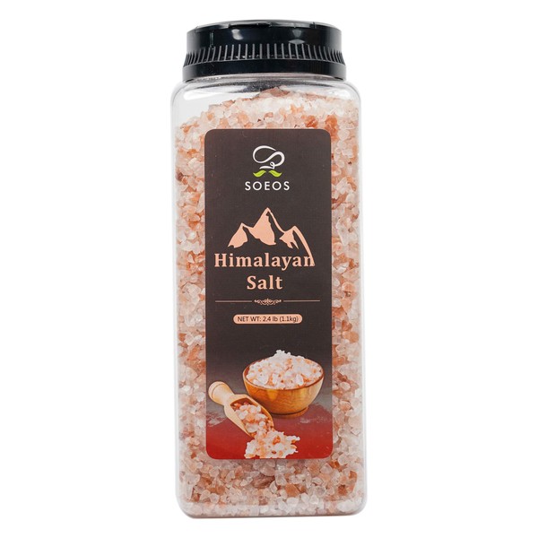 Soeos Hymalayan Salt, Pink Salt, , 2.4 lb (38.8oz). Coarse Grain - For Grinders and Salt Mills, Natural Pure Rock Salt.