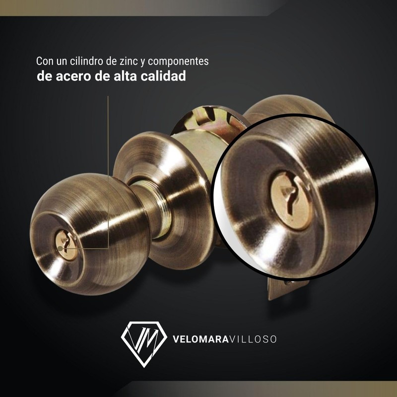 LION TOOLS - Cerradura Chapa Perilla Puerta Recamara Laton Antiguo