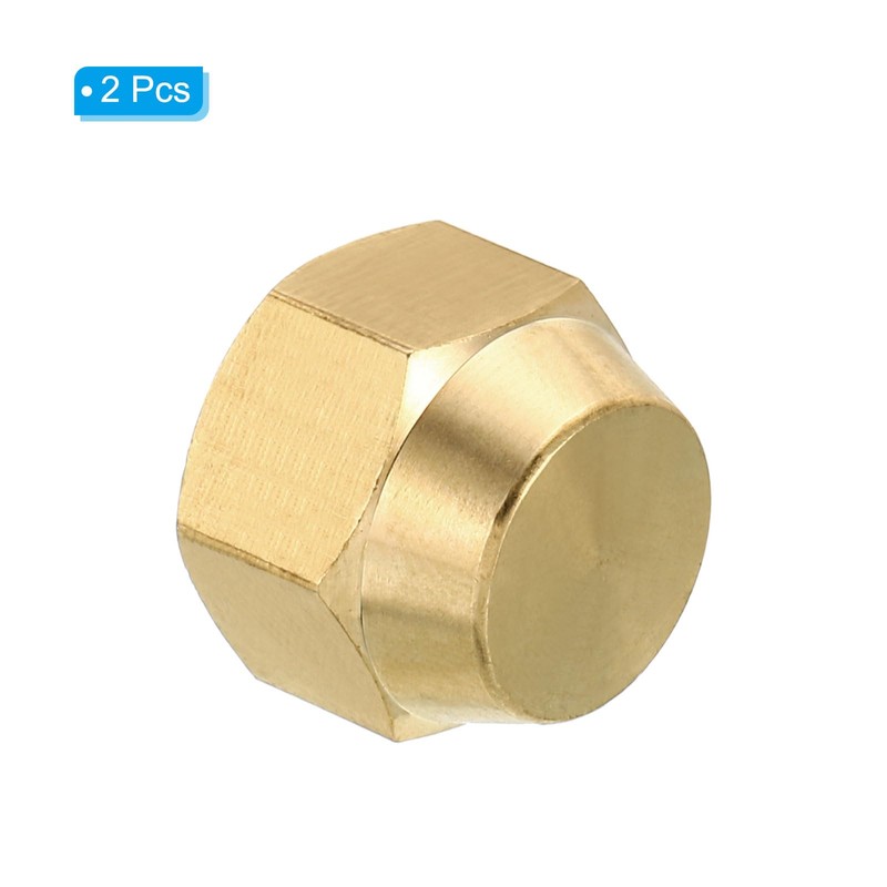 PATIKIL 5/16" Brass Flange Cap, 7/16-20UNF Thread Female 2 Pieces