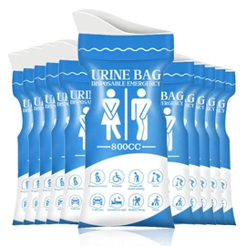 10 Pack Disposable Emergency Urinal Bag, Portable Camping Pee Bags, Travel Pee Bags, Traffic Jam Emergency Portable Urine Bag, Vomit Bags, for Men Women Blue