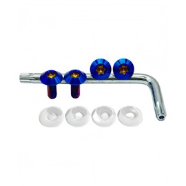 Kuroobaa Car Titanium License Plate Bolts M6 Anti-Theft Screws License Plate Frame Set of 4 (Blue)