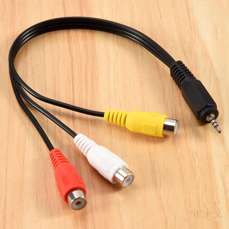 2.5mm Mini AV Male to 3RCA Female M/F Audio Video