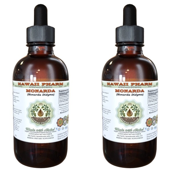 HawaiiPharm Monarda Alcohol-Free Liquid Extract, Monarda (Monarda Didyma) Dried Herb Glycerite Herbal Supplement 2x2 oz