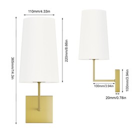 Tipace Brass Wall Light Fixtures,2 Pack Battery Operated Bathroom Vanity Light Fixture,No Wiring Required Remote Control Wall Lamp Dimmable for Bathroom,Bedroom,Hallway,Kitchen