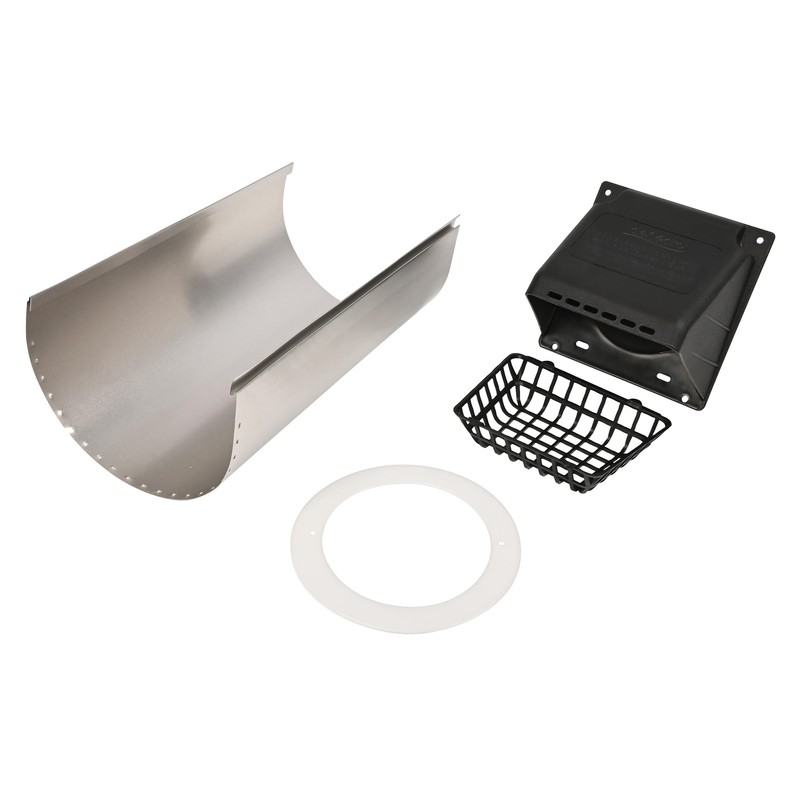 Deflecto Wide Mouth Dryer Vent Hood with Pipe, Bird Guard-Black