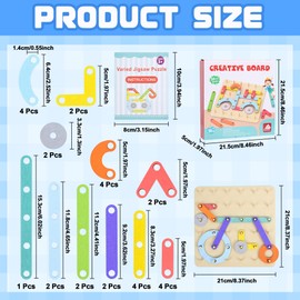 DAOUZL Montessori Pegboard Puzzle, Wooden Puzzle Montessori Toy, Wooden Geoboard Educational Toy, Peg Board Children Play, Gift Children's Toy for Girls Boys 3 4 5 Years