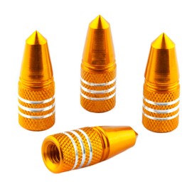 Bike Bits Presta Valve Caps - Use On Presta/French Valves (4 Pack) (Gold, Rocket)
