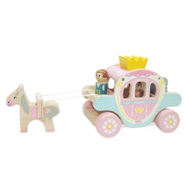 Indigo Jamm Princess Polly Carriage, Classic Wooden Toy Playset with Removable Roof and Passengers