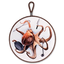 20 cm Ceramic Trivet with Cork Base and Cord for Hot Pots and Pans in Various Designs | Round Decorative Kitchen Utensil Gift Idea Spoon Rest Hanger High Gloss