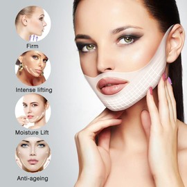 V Line Lifting Mask for Face,Jawline Shaper Collagen Mask with Hyaluronic Acid & Aloe Vera,Neck Wrinkle Patches,Neck Lift Tape,Double Chin Strap for Sleeping,Invisible Face Lift,Tightening Skin (2)