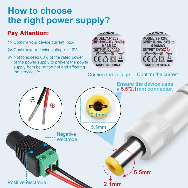 12V Power Supply, 12 Volt 2A 24W DC Power Supply