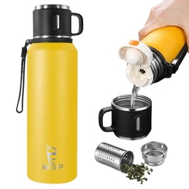 Icesip Stainless Steel Insulated Bottle, 33oz with cup Vacuum Insulated Water Bottle, Thermos for Hot Drinks/Cold Drinks,24-Hr Insulation Commute, Travel