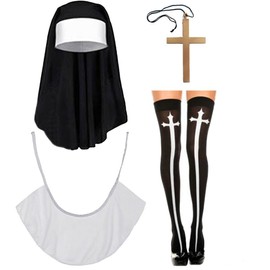 LKQBBSZ - Juego de accesorios para disfraz de monja, collar con colgante de cruz, calcetines de rodilla para Halloween, fiesta de cosplay