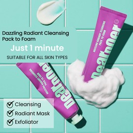 [Dear Doer] Dazzling Radiant Cleansing Pack to Foam - Exfoliating Foaming Cleanser & Glowy Facial Mask with Green Grape Extract, Vegan, 3.38 fl oz (100ml)