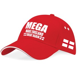 Purple Print House Mega Make England Great Again Baseball Cap St Georges Cross English Pride Unisex Men Women Hat, One Size, Red/White