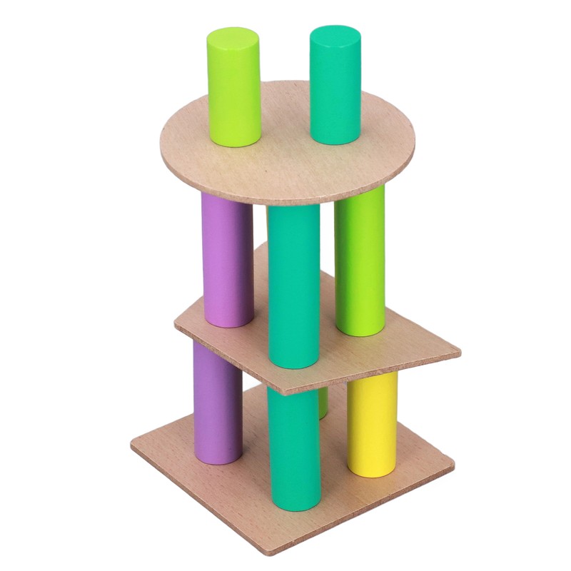 Wooden Tower Stacking Game Wooden Montessori Building Blocks Educational Desktop