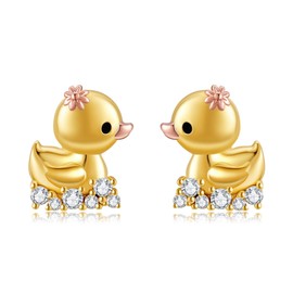 Duck Earrings Sterling Silver Yellow Duck Earring for Women Cute Duck Jewelry for Women