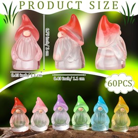 Wonderjune 60 Pcs Mini Resin Luminous Gnomes Bulk Tiny Fairy Resin Statues Glow in The Dark Small Gnomes Miniature Figurines for Landscape Outdoor Patio Yard Lawn Plant Pots Fairy Decor(Classic)