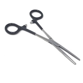 Premium Quality PVC Vinyl Grip Handle Hemostat Forceps Straight Serrated 6" (Black)