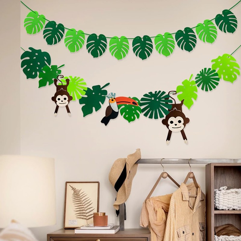 Zfseyuh Pack of 2 Tropical Leaves Banners Hawaiian Party Decoration