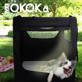 Gulokoka Soft Collapsible Dog Crate for Large Dogs - 30 Inch Foldable Soft Dog Kennel with Durable Mesh Windows, Indoor & Outdoor Portable Travel Dog Crate, Black, 30x21x21 Inches