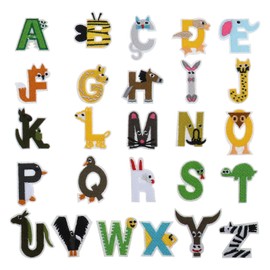 ECSiNG 26PCS Letters Patches Animal Shaped A-Z Alphabet Appliques Embroidered Sewing Iron-on Embellishments DIY Repair Decoration for Clothing Hats Backpacks