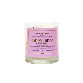 Fuwu, velas aromaticas relajantes Happy Birthday de cera de soya con cuarzos naturales, velas decorativas hechas a mano con hierbas de olor, aromatizantes para hogar, regalos de cumpleaños (Lavanda)