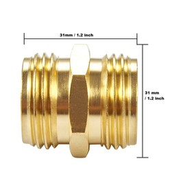 3/4" Brass Garden Hose Adapter with Dual Swivel for Female Hose to Female Hose, Double Male 3 Pack