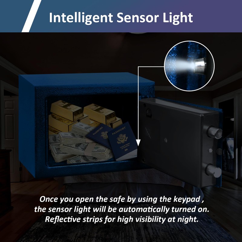Voncabay Money Safe Box for Home with Sensor Light &
