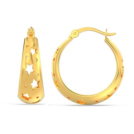 LeCalla 925 Sterling Silver Filigree Hoops Earring | 14K Gold-Plated Jewelry | Small Oval Star Cut Chunky Filigree Earring Hoops for Women - 20mm