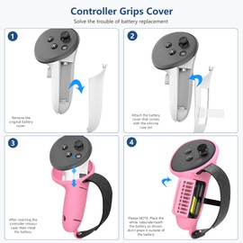 7 in 1 Silicone Cover Set Compatible with Meta Quest 3S, VR Accessories for Oculus/Meta Quest 3S Skins and Wraps, Includes Controller Grips Cover, Face Cover, Lens Protector Cover, VR Set, Pink