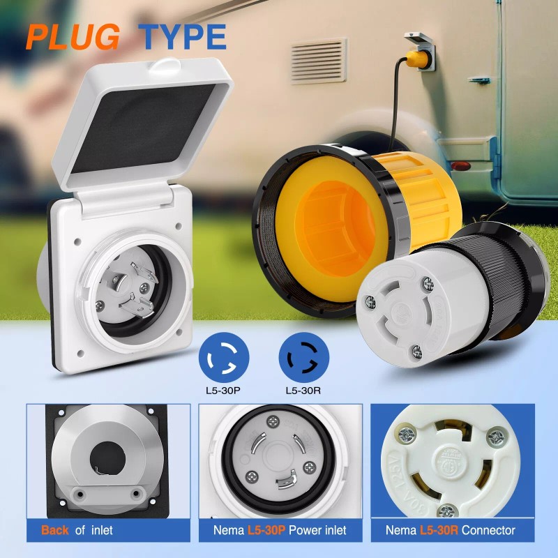 Nilight 30AMP RV Power Inlet Outlet Shore Power Kit w/Boot
