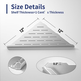 Bernkot Corner Shower Shelf, 12" Brushed 304 Stainless Steel Slot Design Recessed Corner Shelves 2 Pack Bathroom Grout in Shelf for Tiled Wall, Large Size