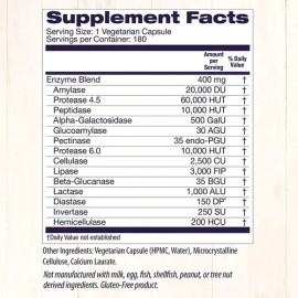 Enzimas Digestivas Healthy Origins 180 Cápsulas Veganas Sin Gluten