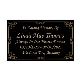 Memorial Plaque, Plate, Door Plates, Signage, Laser Engraved In Multiple Colors and Sizes, Weatherproof, Suitable for Indoors and Outdoors (18" x 10", BLACK W/GOLD TEXT)