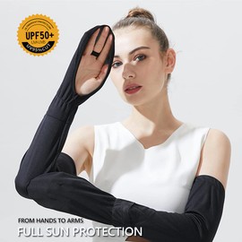 YIMIKE Arm Sleeves, UV Sun Protection Gloves Arm Sleeve for Women Loose-Fit - UPF 50+ Cooling Skin Protective Cover (Black)