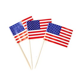 USA Flag American Small Toothpick Mini Stick Flags Decorations (100 pcs)