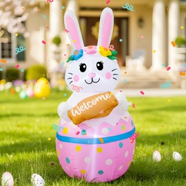 4FT Candy Bunny Easter Inflatables Outdoor Decorations Built-in LED Lights