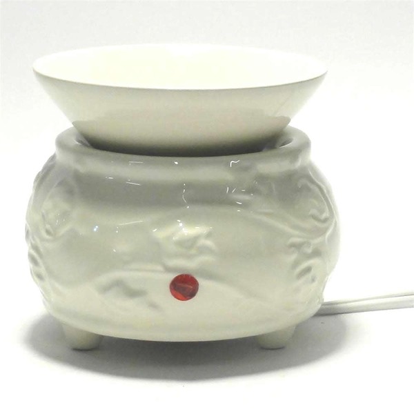 Flat Low Profile Style Glossy Finish Ceramic White Decorative Ivy