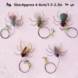 Tutuone Cat Feather Toy Refills Flies with Cord 5pcs Interactive Cat Toy Kitten Toys Teaser Wand Attachments Refills Cat Fishing Pole Toys (5pcs Refills)