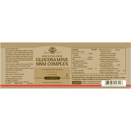 SOLGAR Solgar Glucosamine MSM Complex Tablets - Bone, Joint, and Cartilage Care - Shellfish Free - Gluten Free, Pack of 1 , 60 Tablets